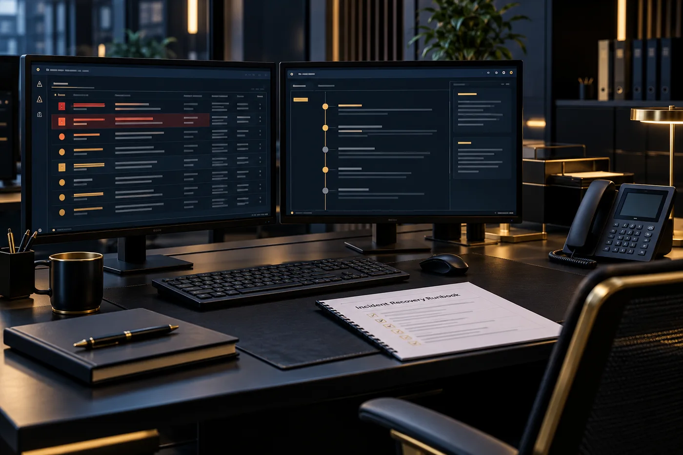 An empty security operations console with an assessment runbook